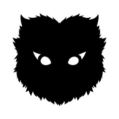 Black silhouette of a pair of creepy eyes glowing in the dark. Halloween traditional design element, vector illustration