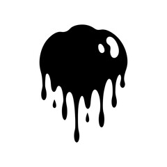 Black silhouette of dripping slime or goo. Halloween traditional design element, vector illustration