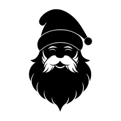 black silhouette of Santa Claus face with ha