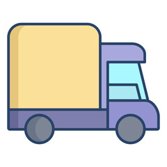 cargo truck linear color icon design