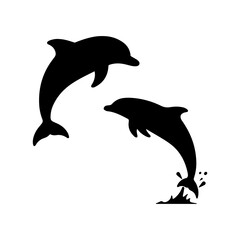 silhouette of a dolphin jumping