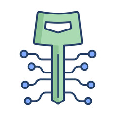 security key technology linear color icon design