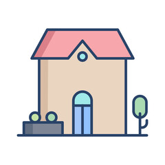 villa property linear color icon design