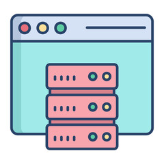 web server linear color icon design