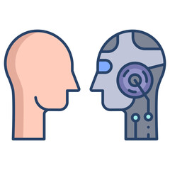 human to robot linear color icon design