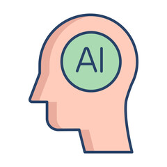 ai head linear color icon design
