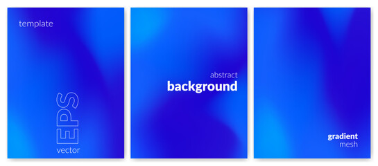 Abstract liquid background. Gradient mesh. Effect blend bright blue color. Blurred fluid colorful mix. Modern design template for web cover, header, ad banner, poster, brochure, flyer. Vector image