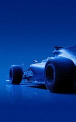 Futuristic Formula One Car Design on Blue Background