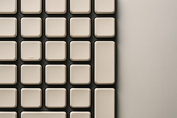 Minimalist beige keyboard keys arranged in grid pattern on soft light background, modern digital interface concept with clean futuristic style. Ai generative