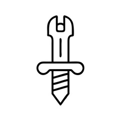 Obraz premium Line art illustration of a screw with a wrench design 
