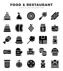 Food and Restaurant icons set for website and mobile site and apps.