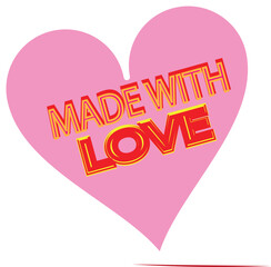 Vintage style heart graphic with 'MADE WITH LOVE' text for packaging and branding