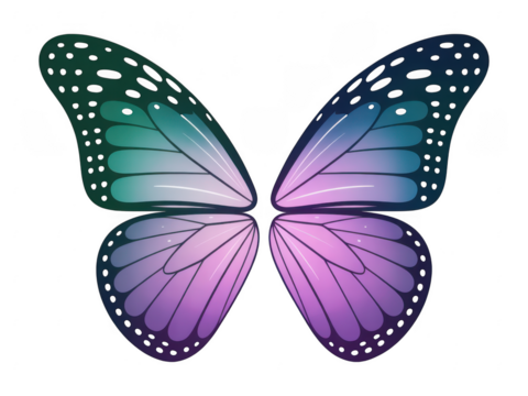 Vibrant Butterfly Wings with Gradient Colors on transparent background Black Background