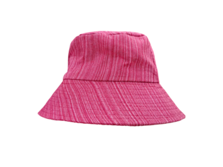 Front view of red striped bucket hat PNG transparent.
