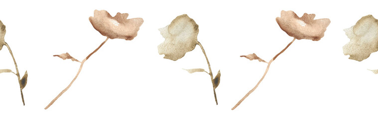 Fototapeta premium Flower border on a white background. Hand-drawn illustration. Perfect for autumn.