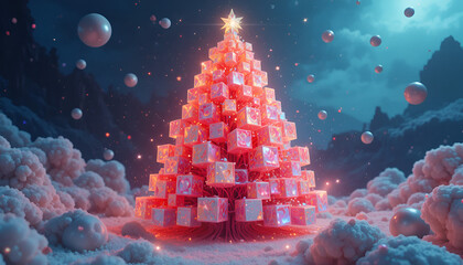 christmas tree and snowflakes