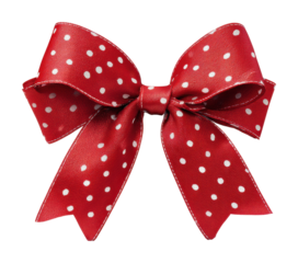Elegant red polka dot bow product simple isolated on transparent background