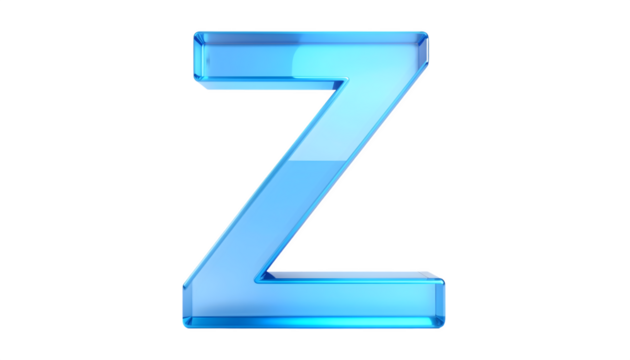  Glass Letter Z, Blue Translucent