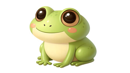 Naklejka premium Adorable Green Frog with Shiny Eyes Sitting Isolated on Transparent Background