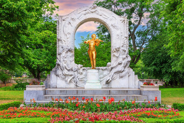 Vienna, Austria. Monument of the famous composer Johann Strauss in Stadtpark.