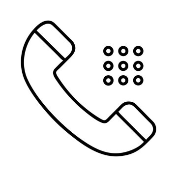 Telephone icon with dial pad in minimalist line art style  