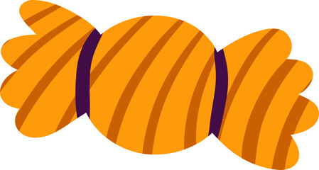 Bright Orange Striped Candy Wrapped with Purple Ties Icon Illustration