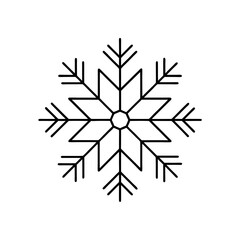 Detailed black snowflake illustration on transparent background silhouette
