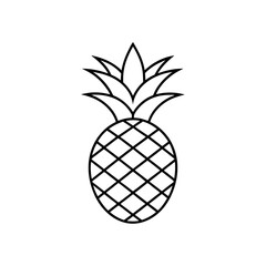 Outline drawing of a pineapple art on transparent background