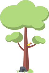 Fototapeta premium Whimsical Illustration of a Tree and Bird, Perfect for Nature-Themed Designs and Projects
