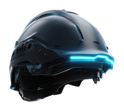 Futuristic helmet design technology showcase concept isolated on transparent background