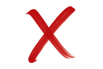 Obraz premium Hand drawing red 'x' mark symbolizing incorrect, wrong, error, cancel, rejection, denial, or close on transparent background