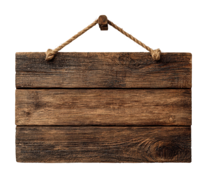 Rustic wooden signboard farmhouse natural isolated on transparent background