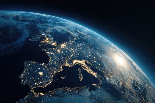 Earth's European lights at night, seen from space