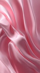 Fototapeta premium Close-up of soft pink satin fabric with flowing folds and smooth texture