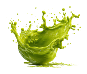 Dynamic green splash action food abstract isolated on transparent background