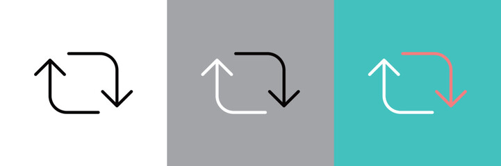 サイクル矢印のカラーとモノクロアイコンセット