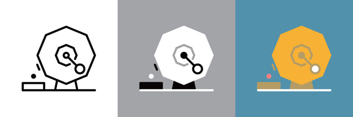 ガラポン抽選機のカラーとモノクロアイコンセット