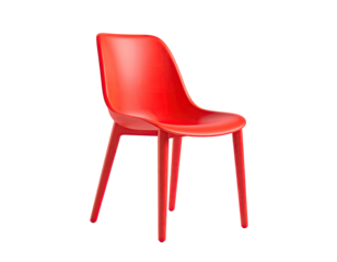 A glossy, single-color red chair, rendered with slight shading, against a black backdrop