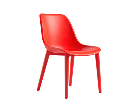 A glossy, single-color red chair, rendered with slight shading, against a black backdrop