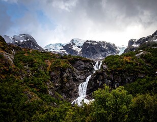 Glacial Waterfall Scene