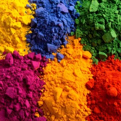 Colorful powder piles