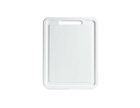 White, rectangular object with a cutout on top, set against a black background