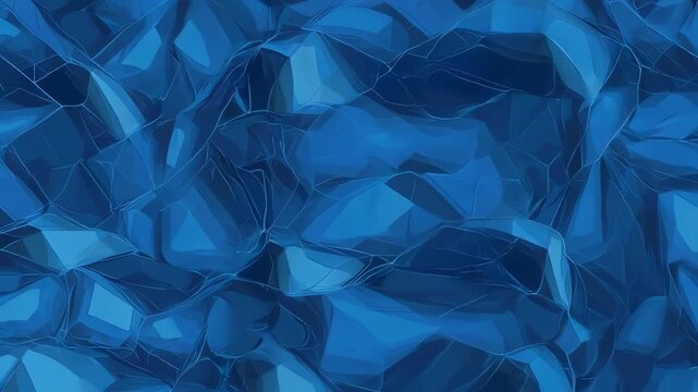 Abstract blue art piece with polygonal shapes and fine lines in a repeating pattern