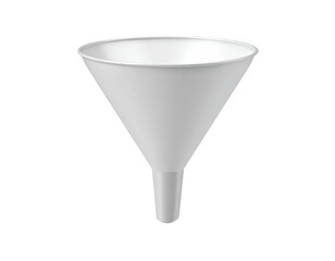 Simple, white, cone-shaped device with a long, thin spout, isolated on black