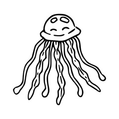 cute smiling jellyfish line art