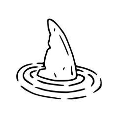 shark fin emerging from water surface line art