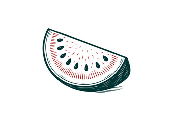 Watermelon hand drawn simple engraved vector illustration