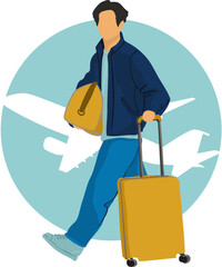 A man with suitcases. People traveling. Vector illustration.