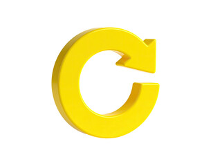 3D-rendered yellow arrow shaped in a loop, isolated on a black background
