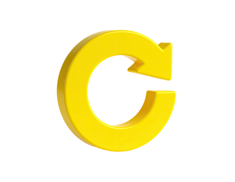 3D-rendered yellow arrow shaped in a loop, isolated on a black background - Powered by Adobe